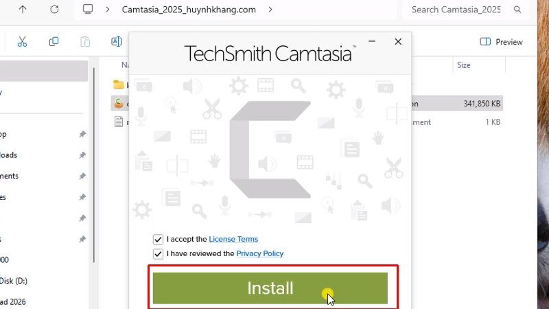 Tích như hình và bấm Install