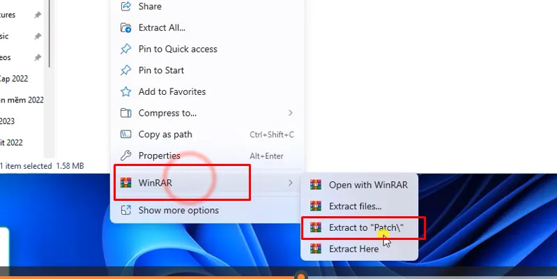 giải nén file Patch