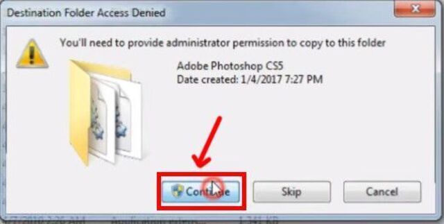 Nhấn continue để tiếp tục kích hoạt photoshop CS5