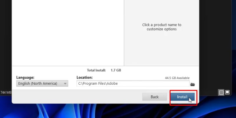Bấm vào  Install