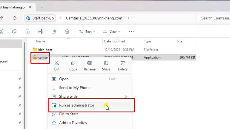 Chạy file cài đặt bằng quyền Admin
