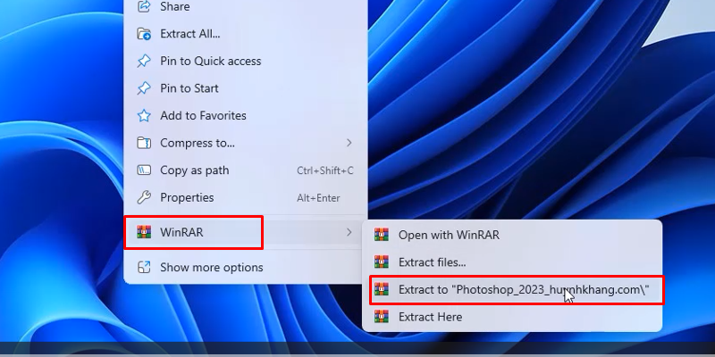 Giải nén phần mềm Photoshop 2023