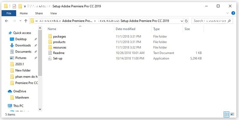 Chọn file “Setup” cài đặt phần mềm Adobe Premiere 2019