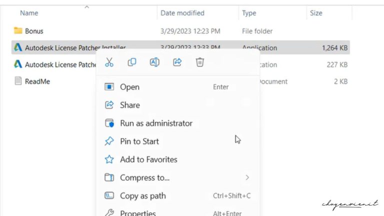 Vào thư mục medicine, chạy file Autodesk License Patcher Installer với quyền Admin