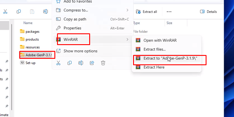 Giải nén file kích hoạt như hình