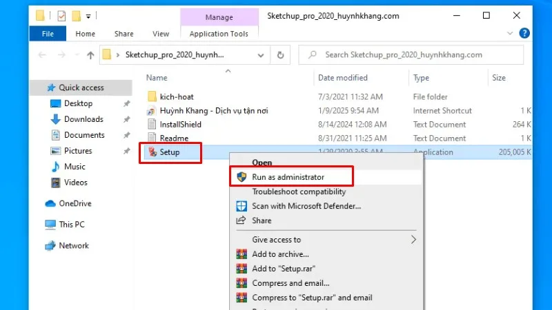 Sketchup 2020: Chỉ Bạn Cài Đặt Chi Tiết 12 Chuột phải file Setup và chọn Run as admin